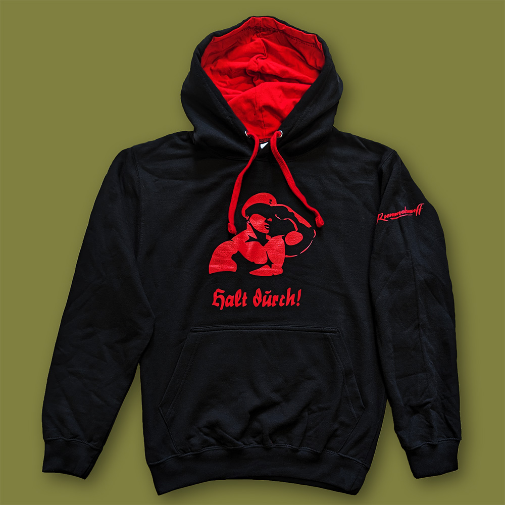 Hoodie Rummelsnuff Halt durch schwarz rot